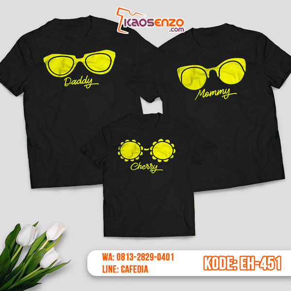 Baju Kaos Couple Keluarga | Kaos Family Custom Motif Sunglasses - EH 451