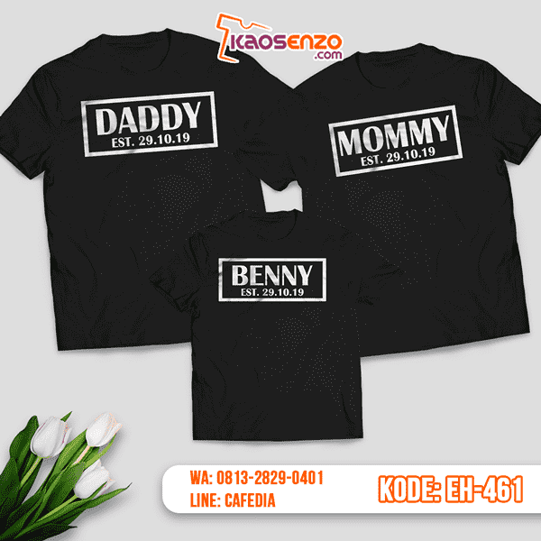 Baju Kaos Couple Keluarga | Kaos Family Custom Motif Tulisan Nama - EH 461