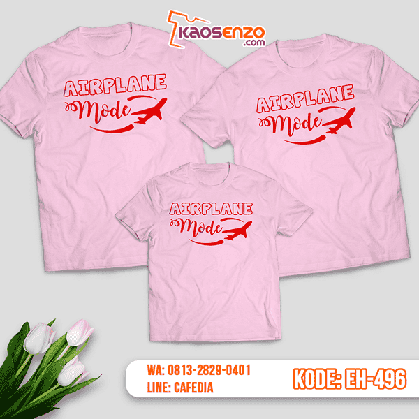 Baju Kaos Couple Keluarga | Kaos Family Custom Airplane Mode - EH 496