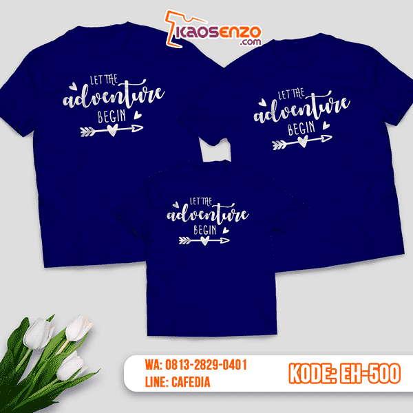 Baju Kaos Couple Keluarga | Kaos Family Custom Adventure Begin - EH 500