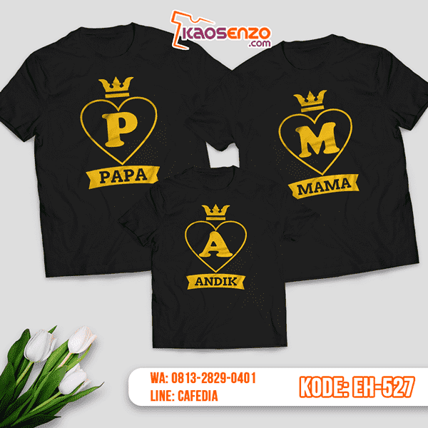 Baju Kaos Couple Keluarga | Kaos Family Custom Inisial Nama - EH 527