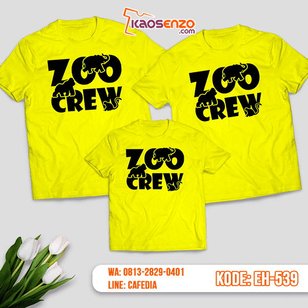 Baju Kaos Couple Keluarga | Kaos Family Custom Motif Zoo Crew - EH 539