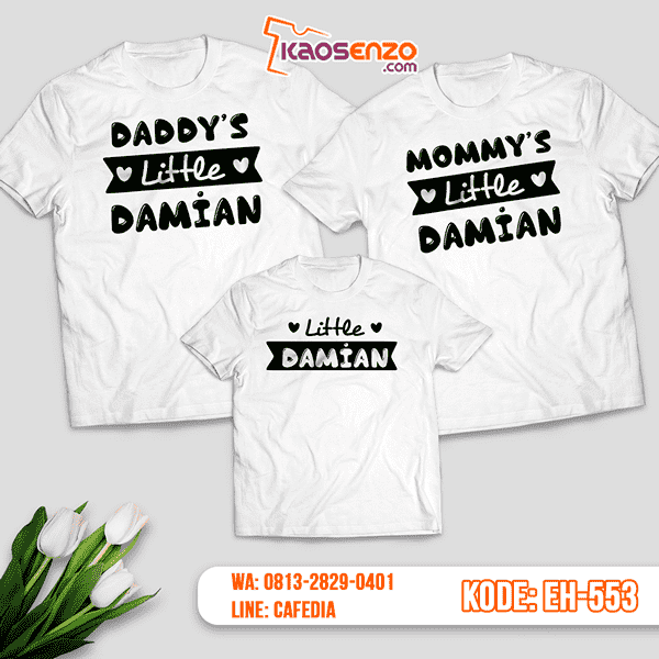 Baju Kaos Couple Keluarga | Kaos Family Custom Motif Tulisan Little - EH 553