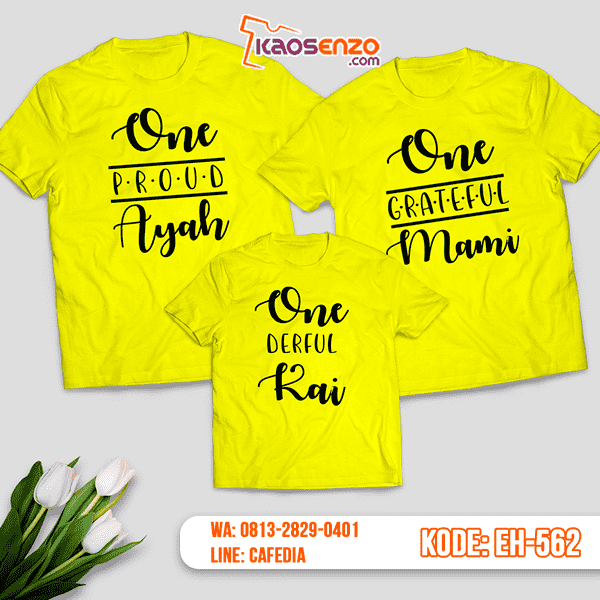 Baju Kaos Couple Keluarga | Kaos Family Custom Motif Onederful - EH 562