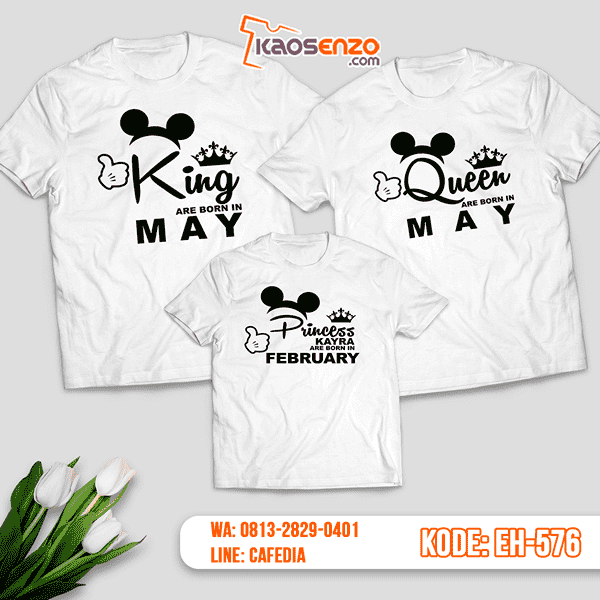 Baju Kaos Couple Keluarga | Kaos Family Custom Motif Mickey Minnie - EH 576