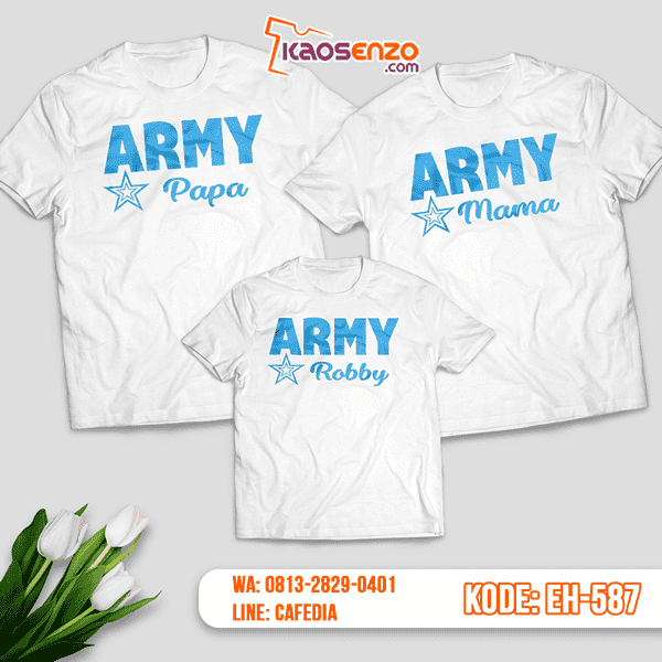 Baju Kaos Couple Keluarga | Kaos Family Custom Motif Army - EH 587