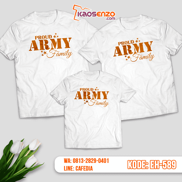 Baju Kaos Couple Keluarga | Kaos Family Custom Motif Army - EH 589