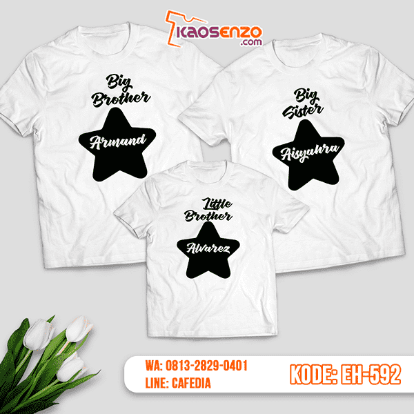 Baju Kaos Couple Keluarga | Kaos Family Custom Motif Star - EH 592