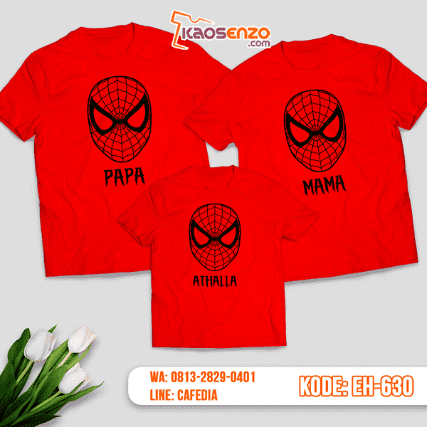 Baju Kaos Couple Keluarga | Kaos Family Custom Motif Spiderman - EH 630