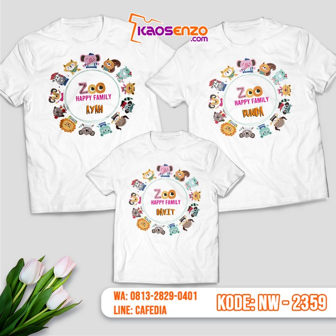 Baju Kaos Couple Keluarga Animal Zoo | Kaos Family Custom | Kaos Animal Zoo - NW 2359