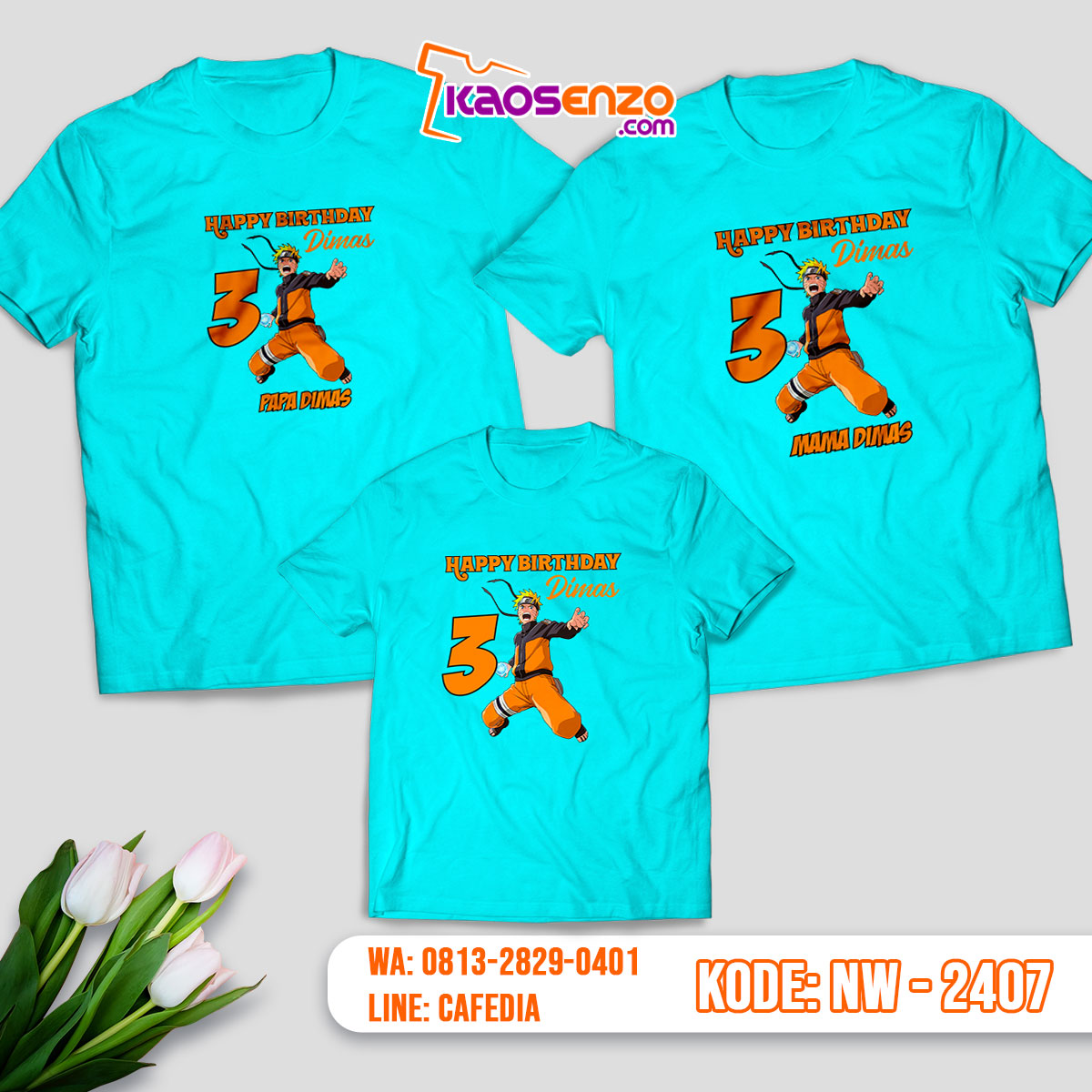 Baju Kaos Couple Keluarga Naruto | Kaos Family Custom | Kaos Naruto - NW 2407