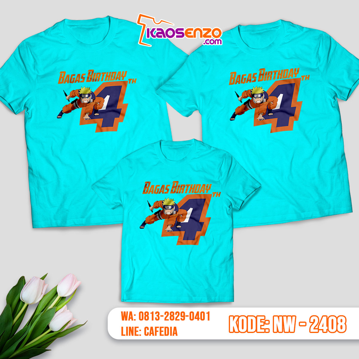 Baju Kaos Couple Keluarga Naruto | Kaos Family Custom | Kaos Naruto - NW 2408