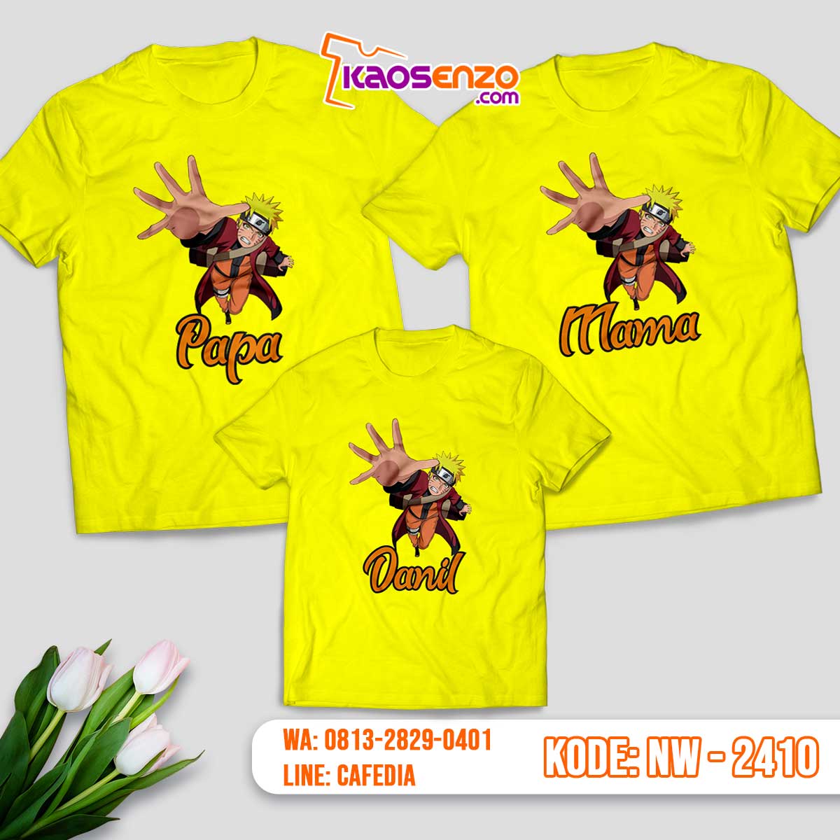 Baju Kaos Couple Keluarga Naruto | Kaos Family Custom | Kaos Naruto - NW 2410