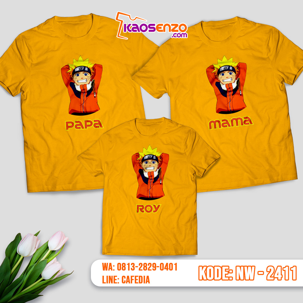 Baju Kaos Couple Keluarga Naruto | Kaos Family Custom | Kaos Naruto - NW 2411