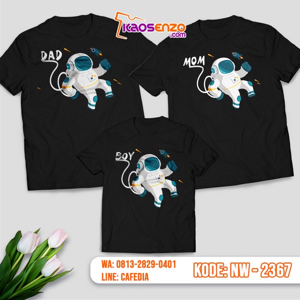 Baju Kaos Couple Keluarga Astronot | Kaos Family Custom | Kaos Astronot - NW 2367