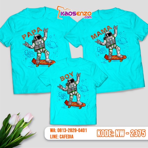 Baju Kaos Couple Keluarga Astronot | Kaos Family Custom | Kaos Astronot - NW 2375