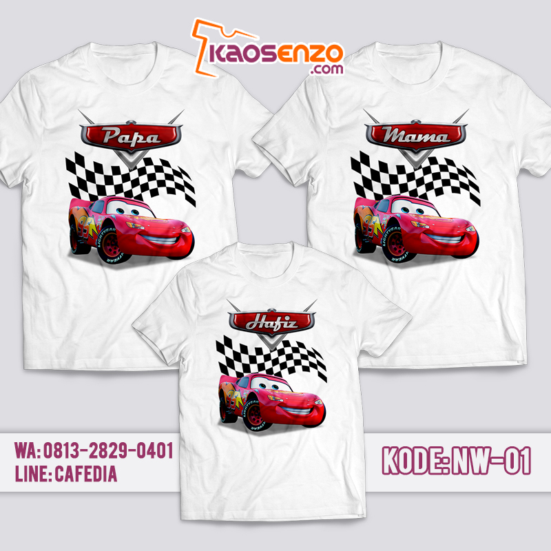 Baju Couple Keluarga | Baju Kaos Ultah Motif Cars | Kaos Cars Gratis Custom Tulisan