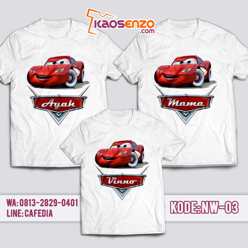 Baju Kaos Cars Couple Keluarga | Baju Kaos Ultah Motif Cars