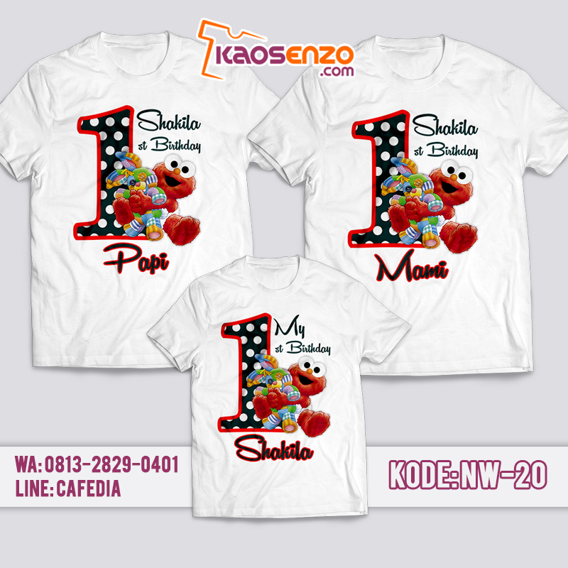 Baju Couple Keluarga | Kaos Elmo Anak | Baju Kaos Ultah Motif Elmo