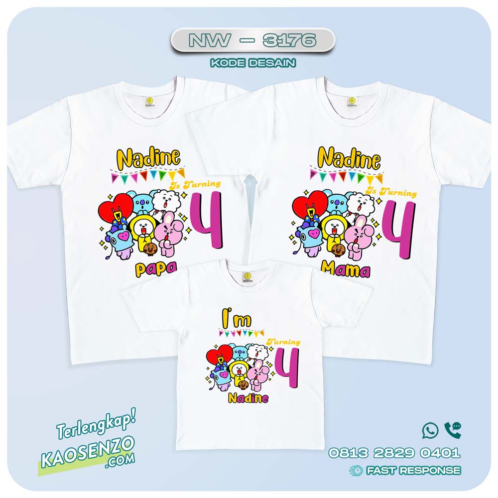 Baju Kaos Couple Keluarga BT21| Kaos Ultah Anak | Kaos BT21 - NW 3176