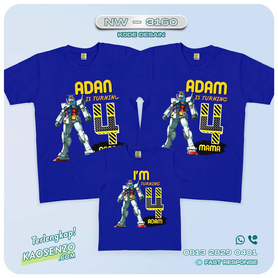 Kaos Couple Keluarga | Kaos Ulang Tahun Anak | Kaos Gundam - NW 3160