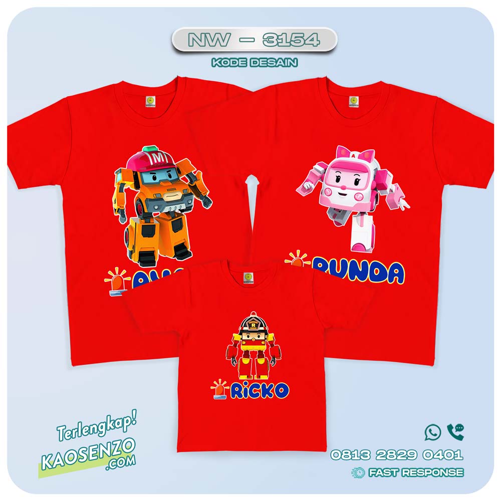 Kaos Couple Keluarga | Kaos Ulang Tahun Anak | Kaos Robocar Poli - NW 3154