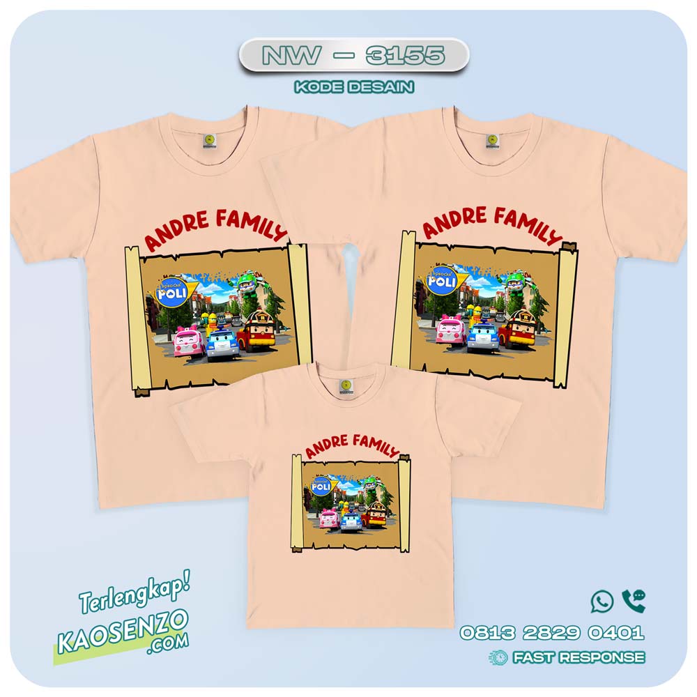 Kaos Couple Keluarga | Kaos Ulang Tahun Anak | Kaos Robocar Poli - NW 3155