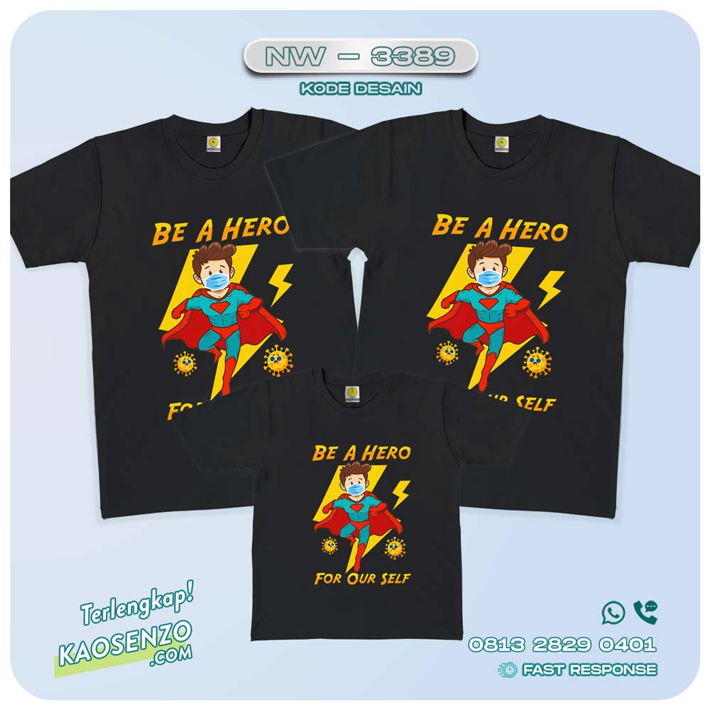 Baju Kaos Couple Keluarga superhero| Kaos Family Custom | Kaos Superhero - NW 3389