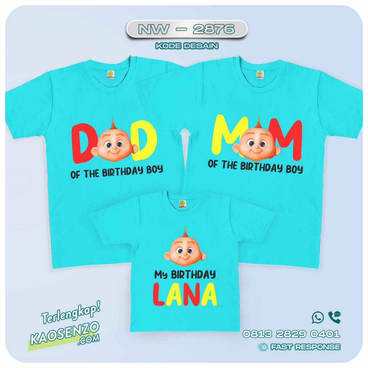 Kaos Couple Keluarga | Kaos Ulang Tahun Anak The Incredibles - NW 2876