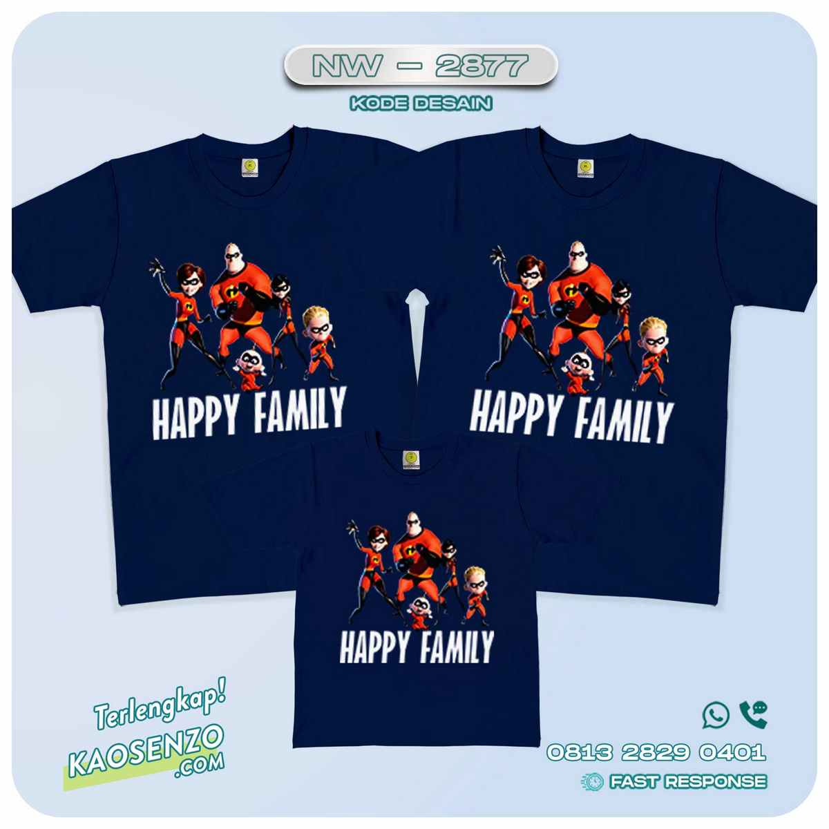 Kaos Couple Keluarga | Kaos Ulang Tahun Anak The Incredibles - NW 2877