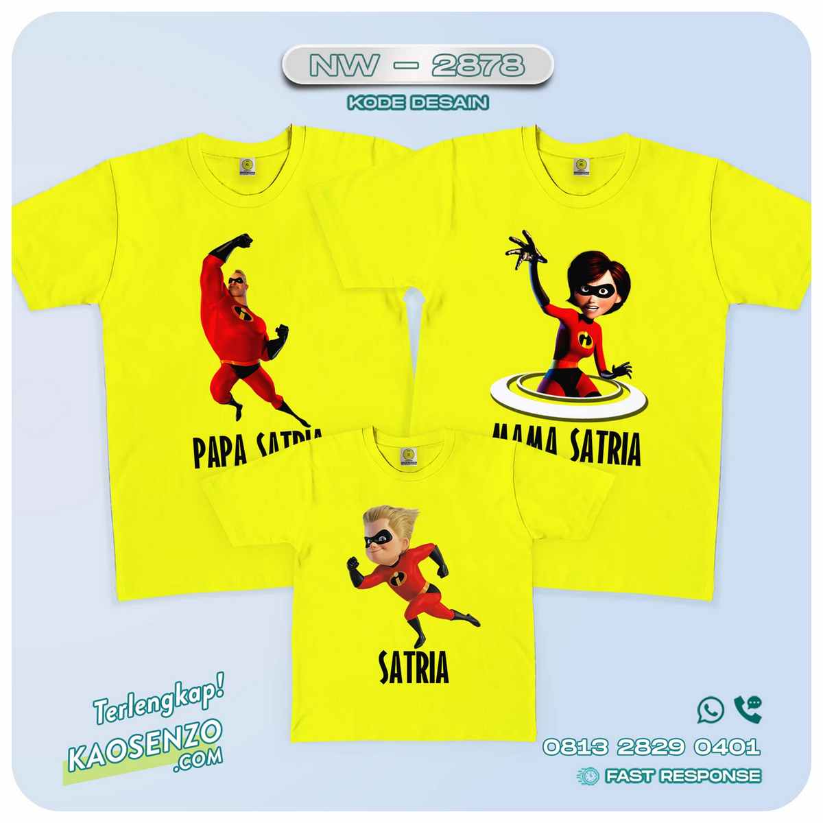 Kaos Couple Keluarga | Kaos Ulang Tahun Anak The Incredibles - NW 2878