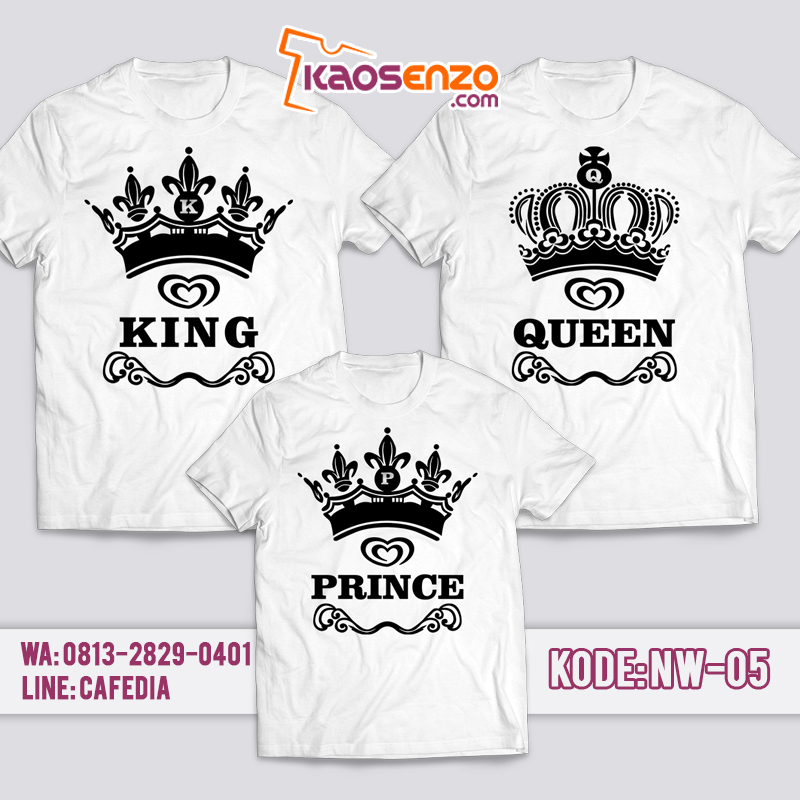 Baju Kaos King Queen Couple Keluarga | Baju Kaos Ultah Motif King Queen