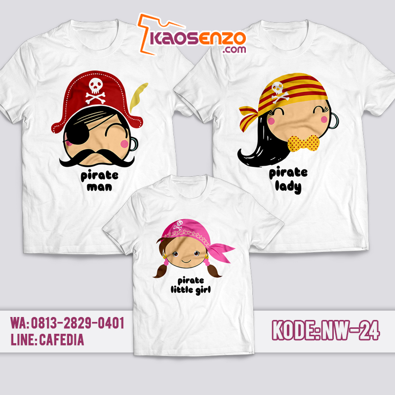 Baju Couple Keluarga | Kaos Bajak Laut | Baju Kaos Ultah Motif Pirate Family