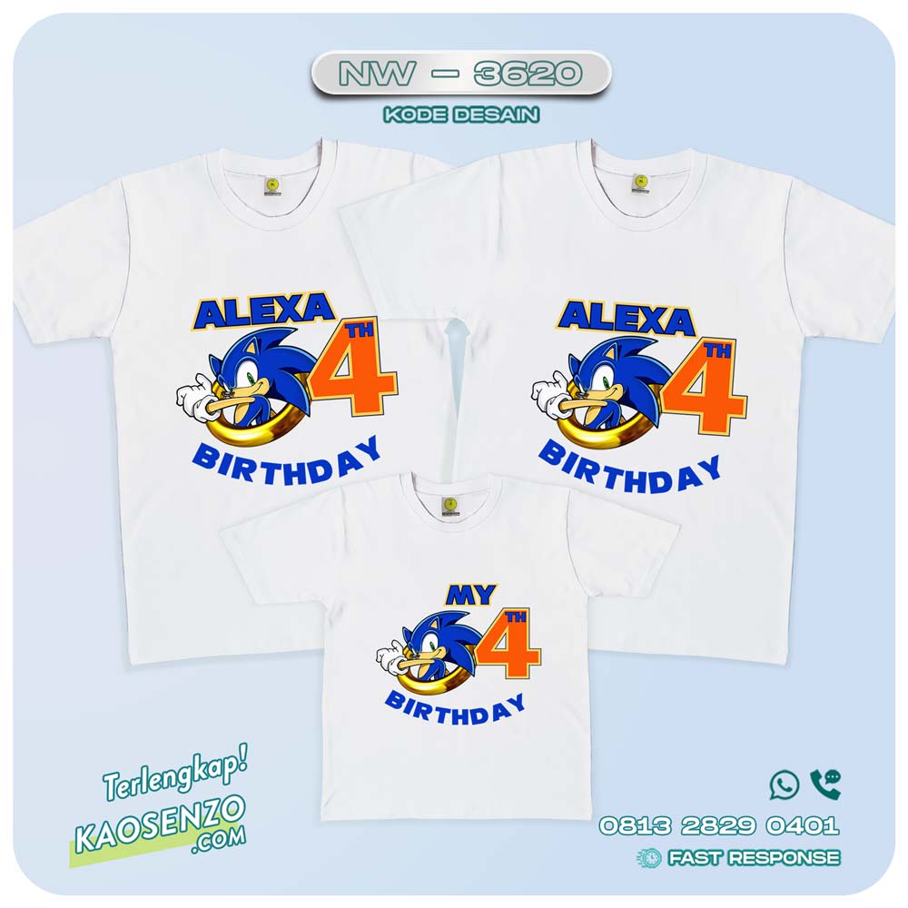 Baju Kaos Couple Keluarga Sonic | Kaos Family Custom | Kaos Sonic - NW 3620