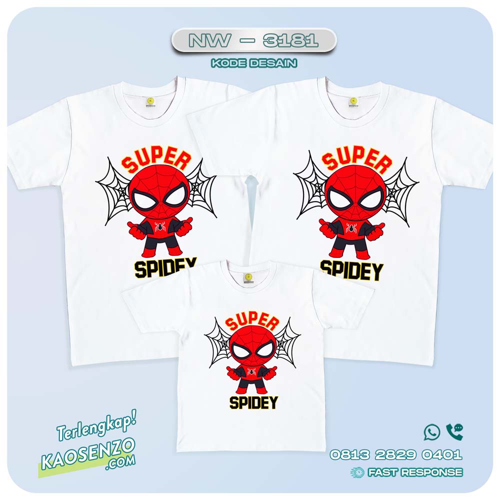 Baju Kaos Couple Keluarga Spiderman | Kaos Ulang Tahun Anak | Kaos Spiderman - NW 3181