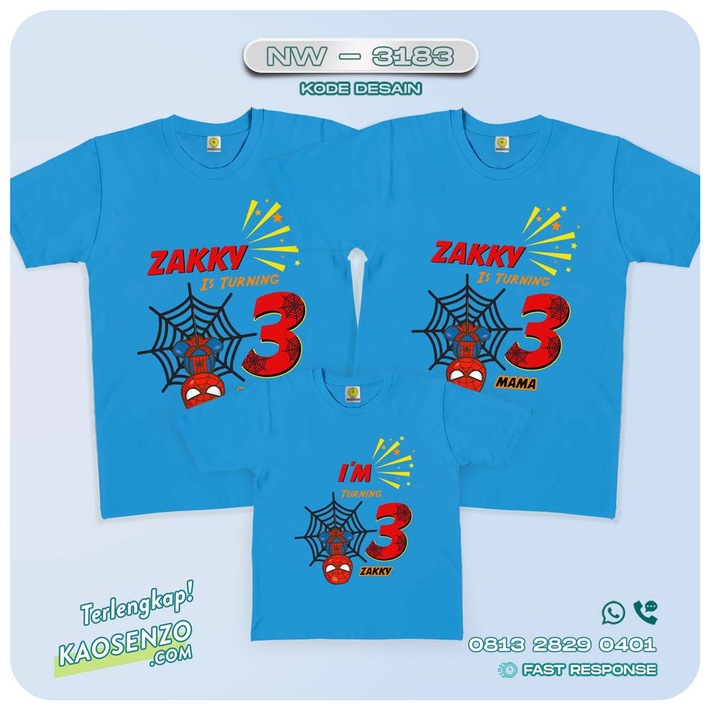 Kaos Couple Keluarga Spiderman | Kaos Ultah Anak | Kaos Spiderman - NW 3183