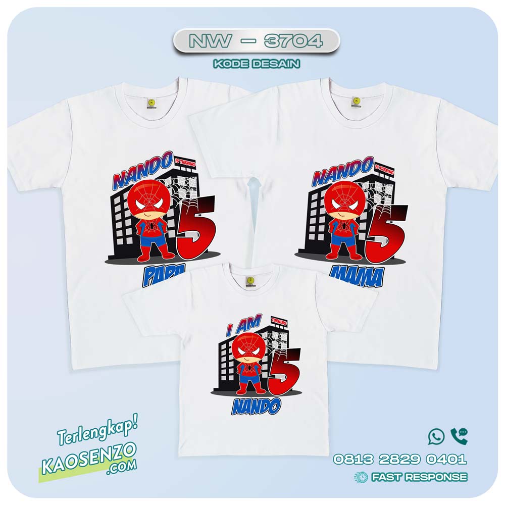 Baju Kaos Couple Keluarga Spiderman | Kaos Ulang Tahun Anak | Kaos Spiderman - NW 3704