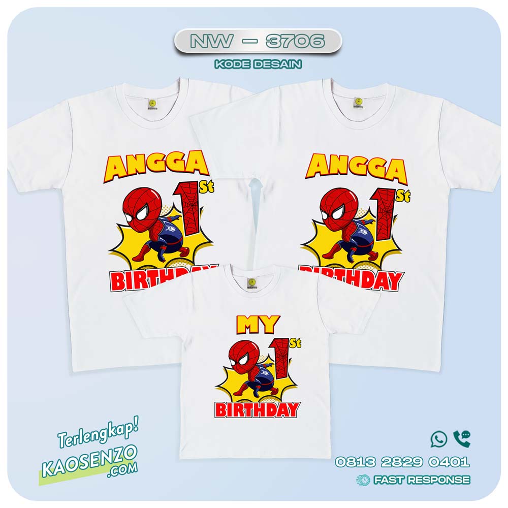 Baju Kaos Couple Keluarga Spiderman | Kaos Ulang Tahun Anak | Kaos Spiderman - NW 3706