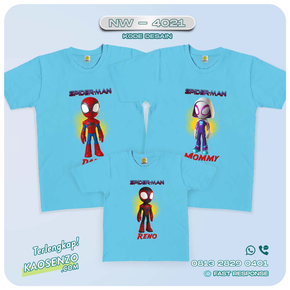 Kaos Couple Keluarga Spiderman | Kaos Ultah Anak | Kaos Spiderman - NW 4021