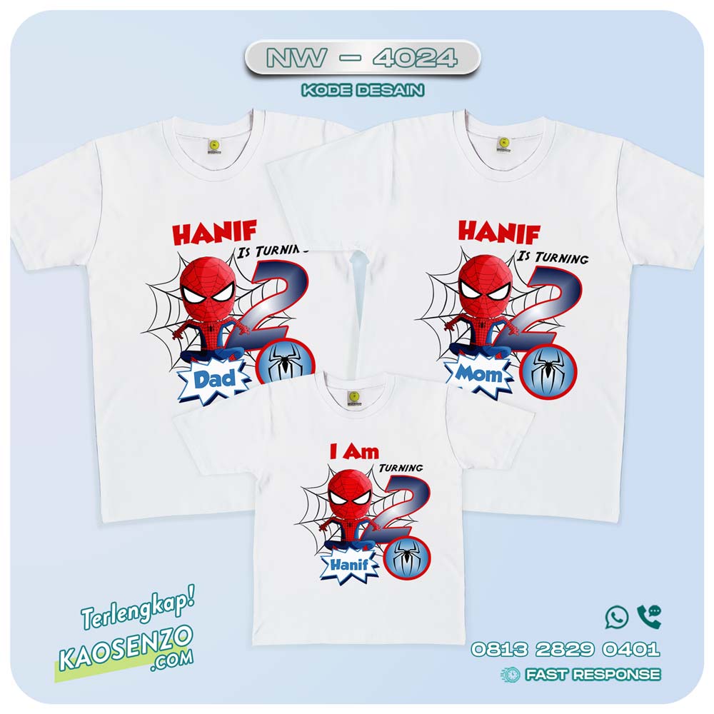 Baju Kaos Couple Keluarga Spiderman | Kaos Ulang Tahun Anak | Kaos Spiderman - NW 4024