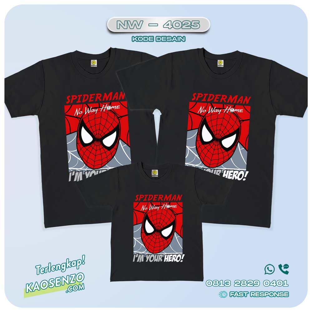 Kaos Couple Keluarga Spiderman | Kaos Ultah Anak | Kaos Spiderman - NW 4025