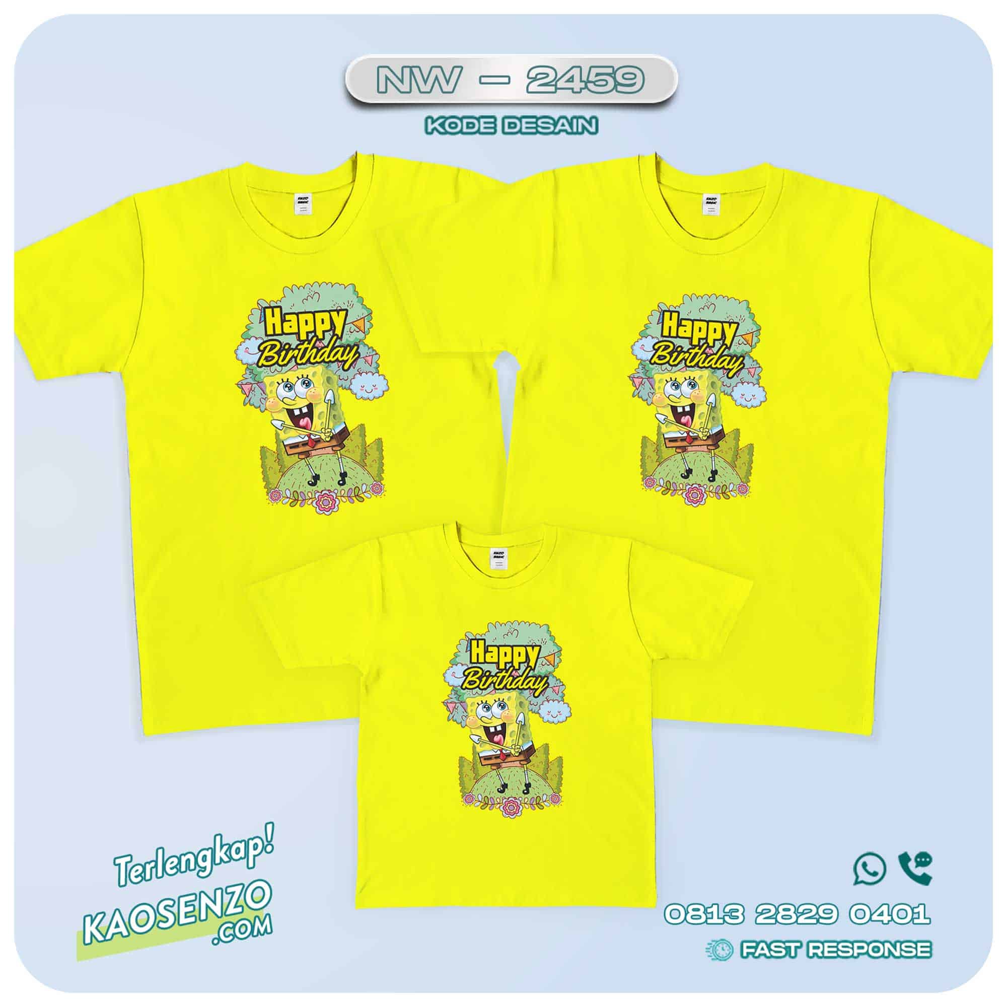 Baju Kaos Couple Keluarga Spongebob | Kaos Family Custom | Kaos Spongebob - NW 2459