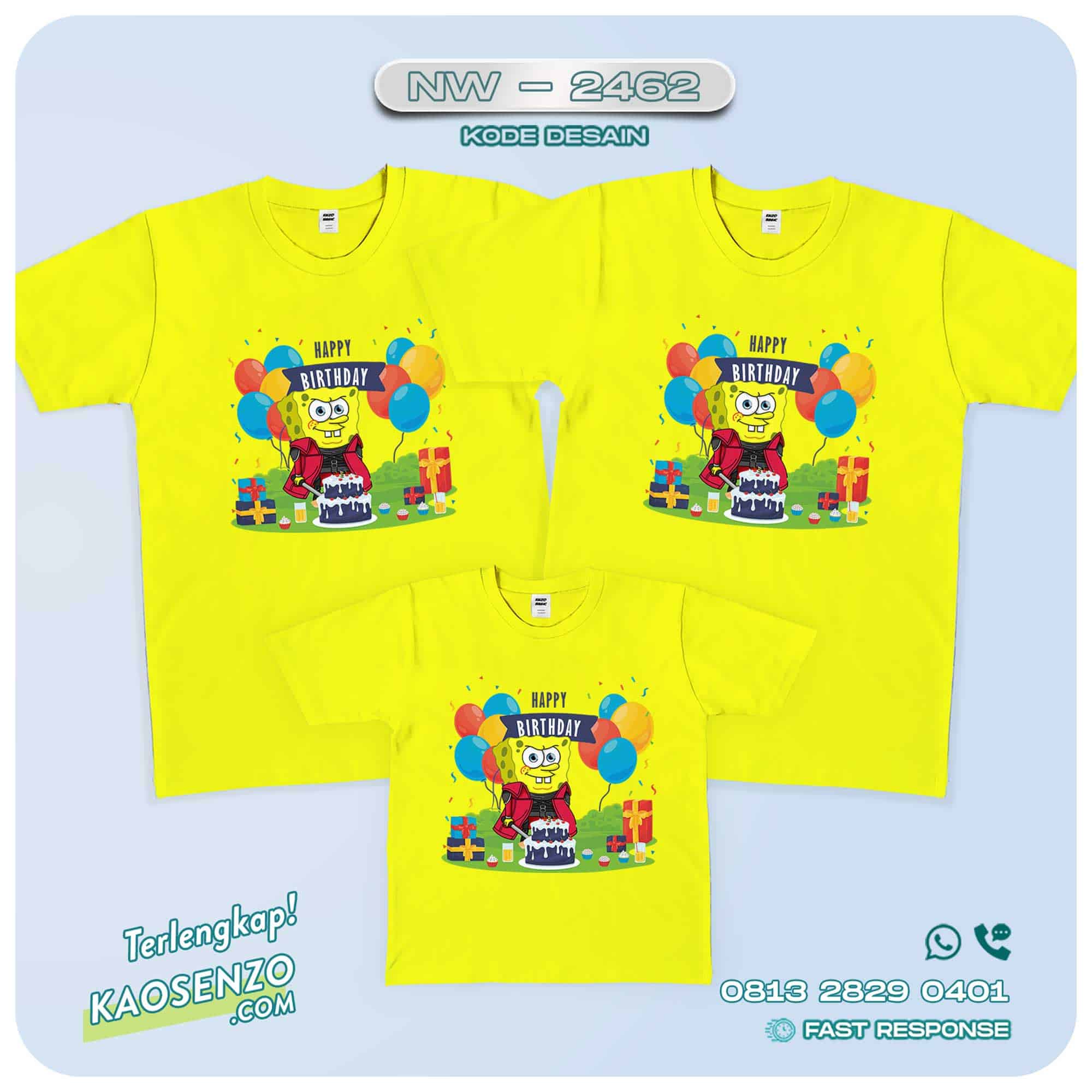 Baju Kaos Couple Keluarga Spongebob | Kaos Family Custom | Kaos Spongebob - NW 2462