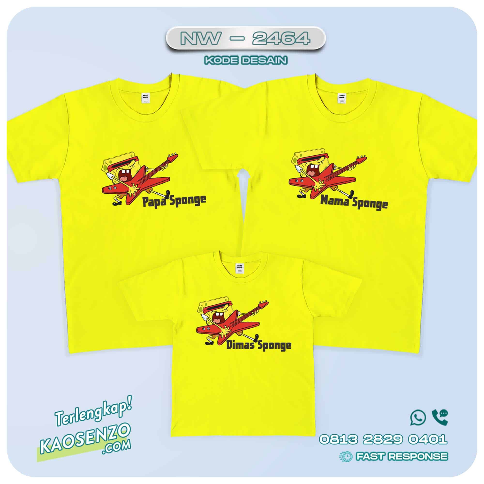 Baju Kaos Couple Keluarga Spongebob | Kaos Family Custom | Kaos Spongebob - NW 2464