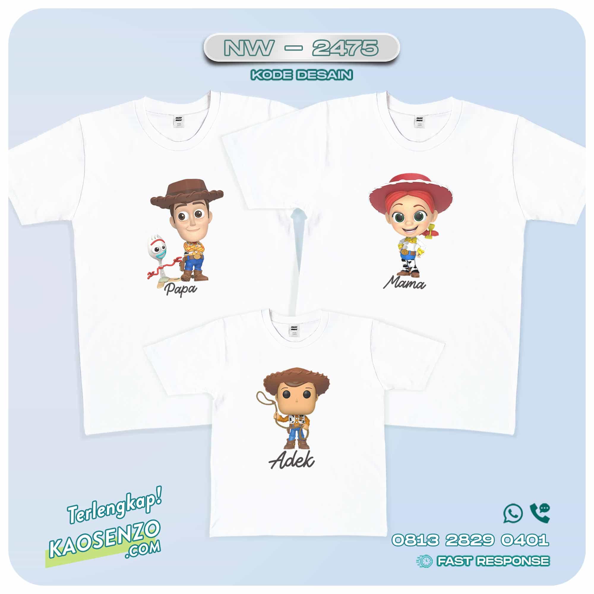 Baju Kaos Couple Keluarga Toy Story | Kaos Family Custom | Kaos Toy Story - NW 2475