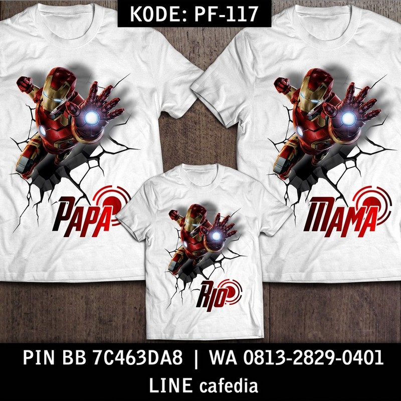 Baju Kaos Couple Keluarga | Kaos Family Custom Iron Man - PF 117