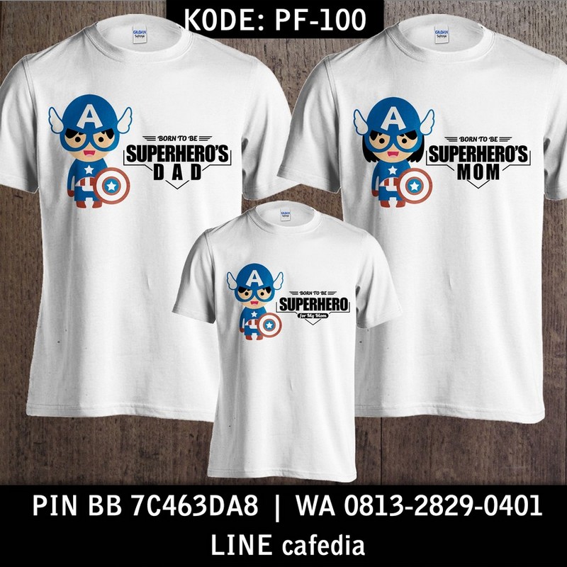 Baju Kaos Couple Keluarga | Kaos Family Custom Captain America - PF 100