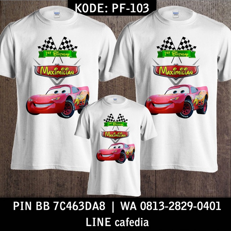 Kaos Couple Keluarga | Kaos Ulang Tahun Anak Cars - PF 103