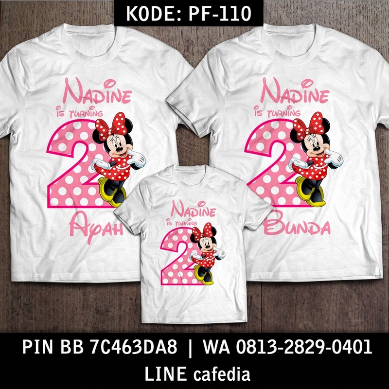 Kaos Couple Keluarga | Kaos Ulang Tahun Anak Minnie Mouse - PF 110