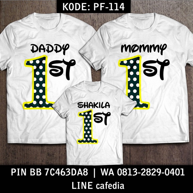 Kaos Couple Keluarga | Kaos Ulang Tahun Anak Angka Ultah & Nama - PF 114